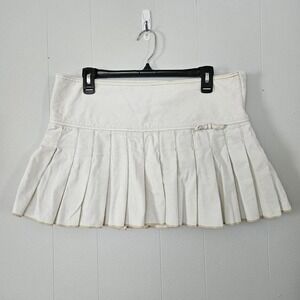 Y2k Aeropostale 11/12 Cotton Pleated Preppy Coquette Mini Skirt Pockets Bow